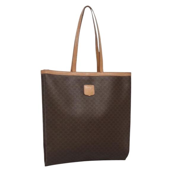 CELINE Macadam Canvas Tote Bag Pvc Leather Brown - Picture 1 of 11